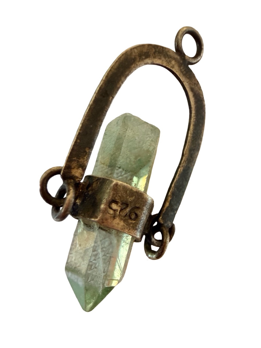 Raw Green Crystal Pendant .925 Necklace Charm - Picture 3 of 3